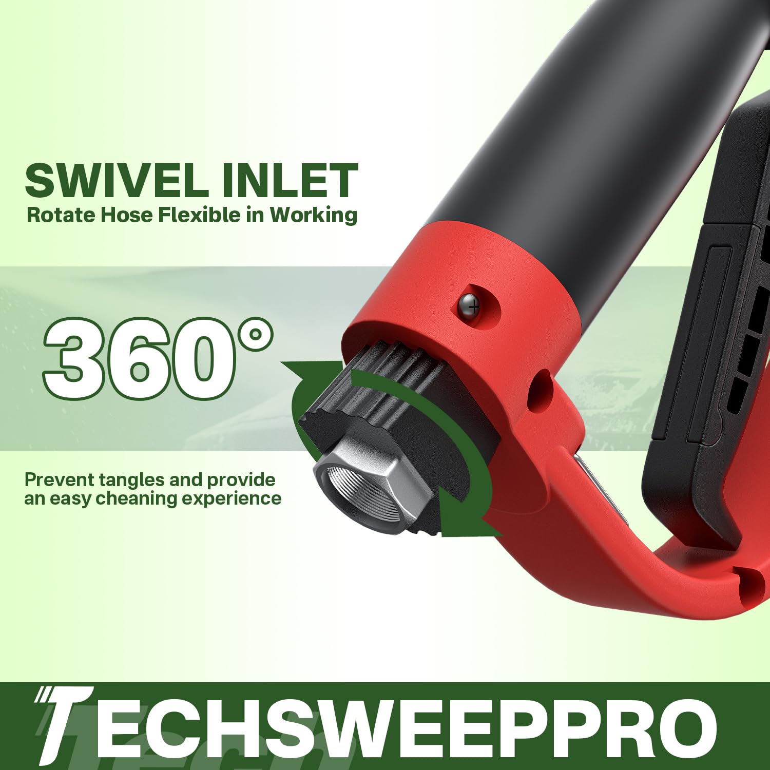 TechSweepPro 30-inch extension attached to wand for higher-reach cleaning efficiency