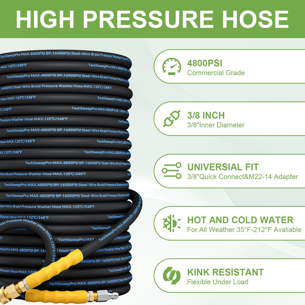 TechSweepPro close-up of brass swivel quick-connect delivering leak-free, tangle-free operation