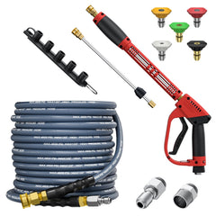 TechSweepPro full assembly front view showing durable hose and gun for reliable cleaning