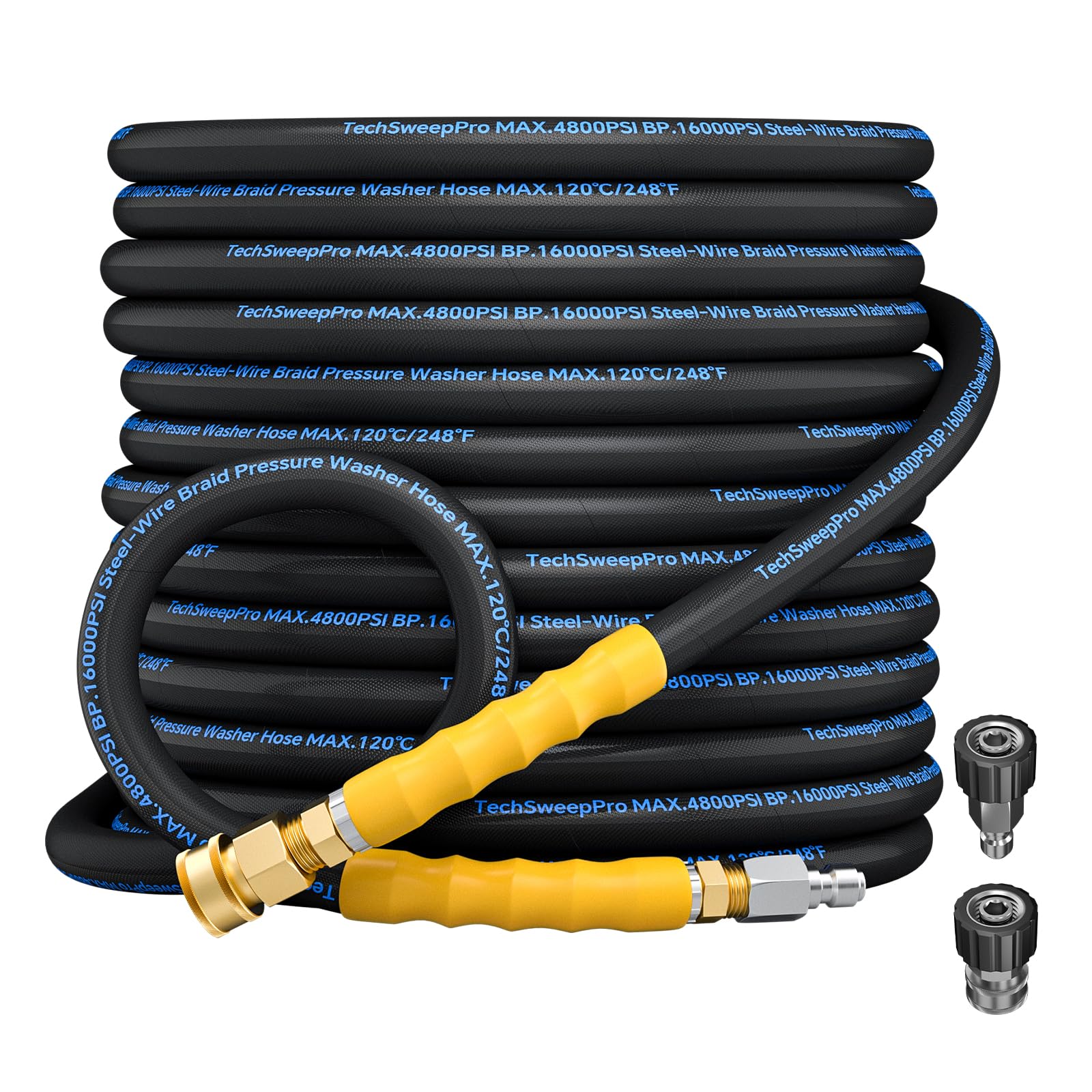 TechSweepPro front view of 50ft hose showing length and rugged jacket for durable cleaning