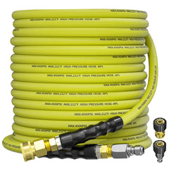 TechSweepPro front packaging showing 50ft hose and included adapters, highlights durability