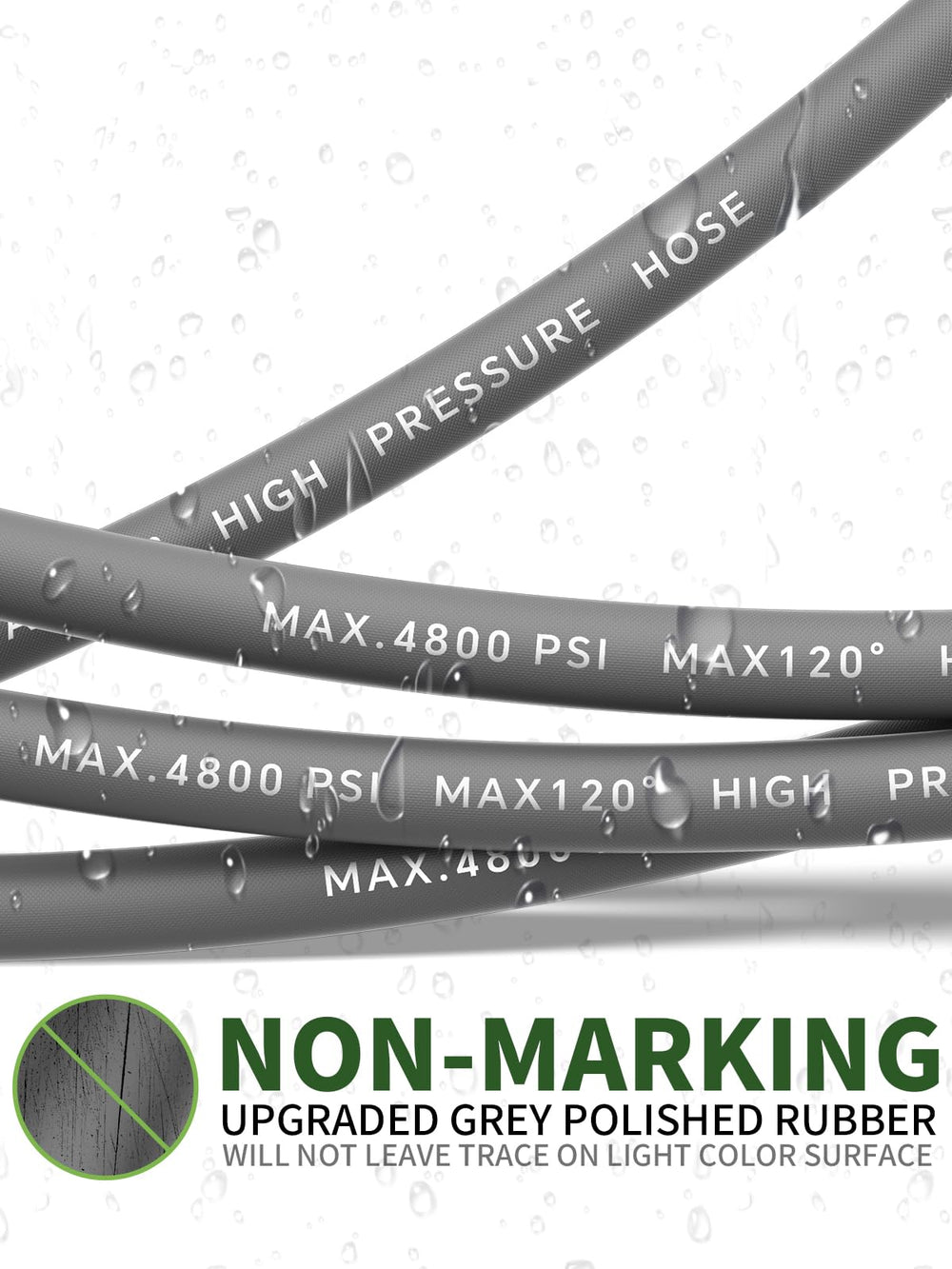 TechSweepPro full 50FT hose coiled beside a measuring tape to show length benefit