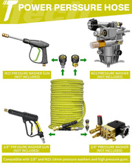 TechSweepPro coiled hose detail showing braided construction and abrasion-resistant jacket