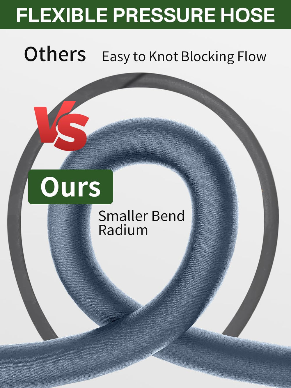 TechSweepPro hose flexing to show small bend radius for easy maneuvering and fewer kinks