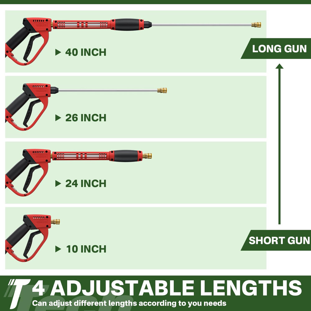 TechSweepPro hose beside a hand to show 50ft scale and long-reach advantage