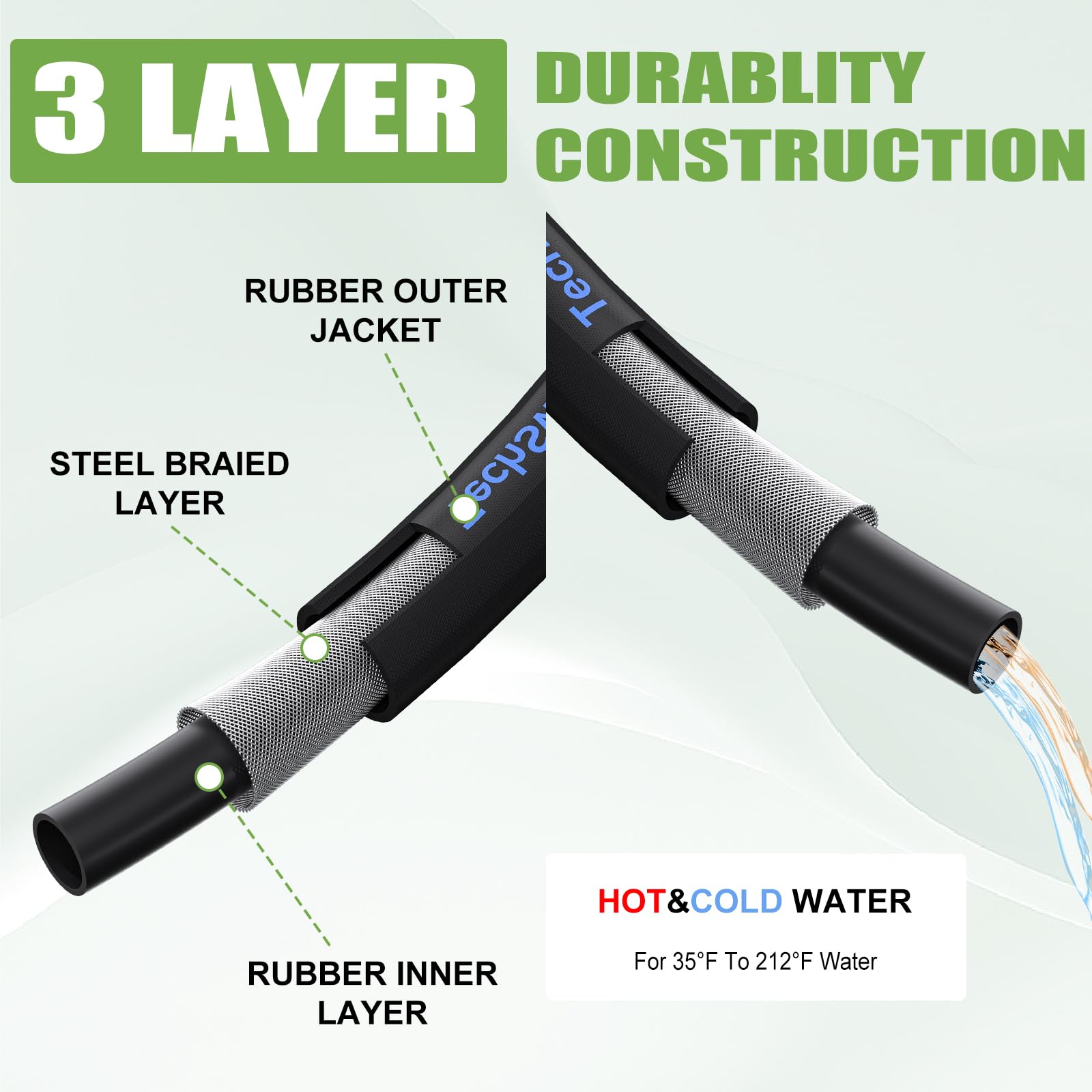 TechSweepPro detail of steel braid reinforcement showing strength and burst resistance