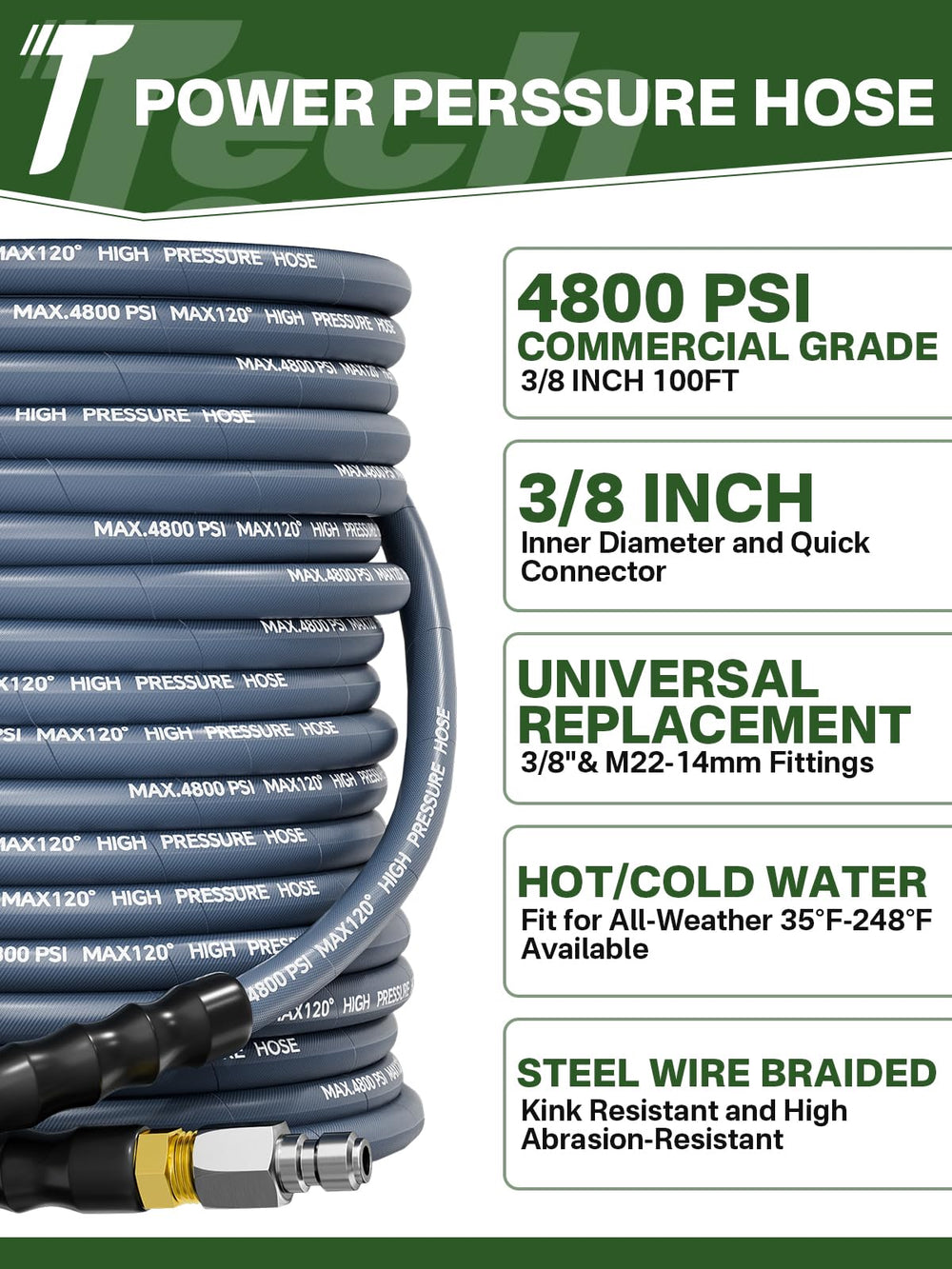 TechSweepPro swivel quick connect detail illustrating tangle-free rotation and faster hookups