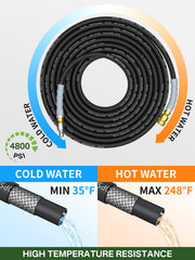 TechSweepPro swivel quick-connect detail showing rotation for fewer kinks and easier handling