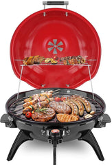 Techwood front view of countertop grill showing compact design and fast heating benefit