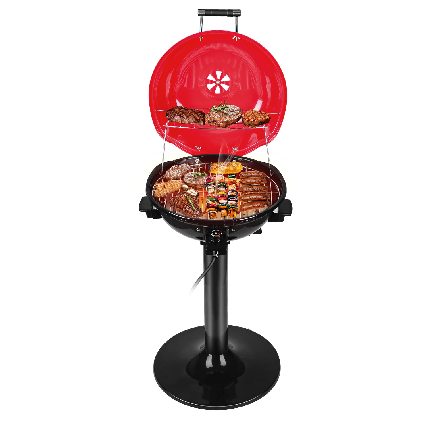 Techwood front view showing grill controls and benefits of easy use