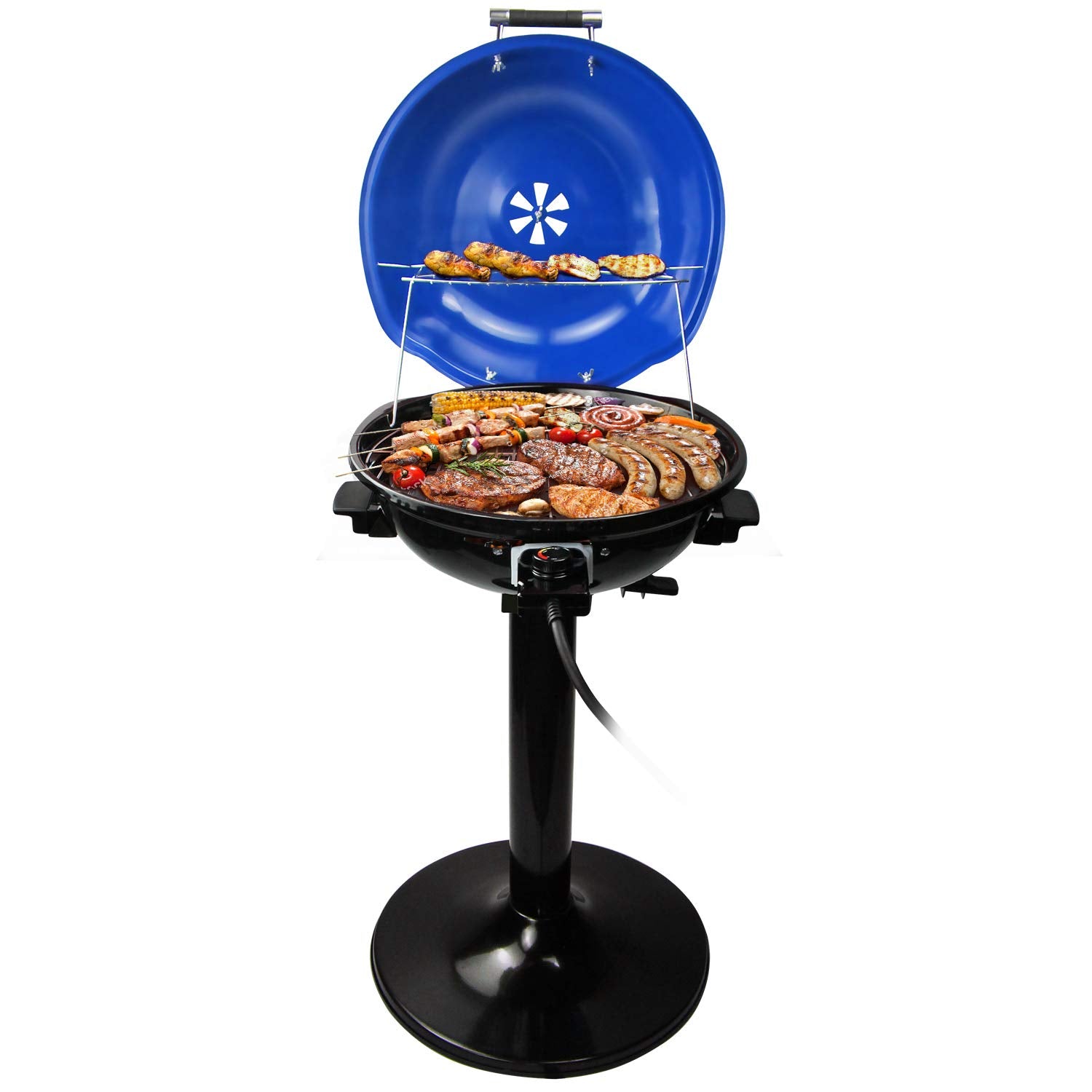 Techwood front view of electric grill showing full assembly and compact footprint