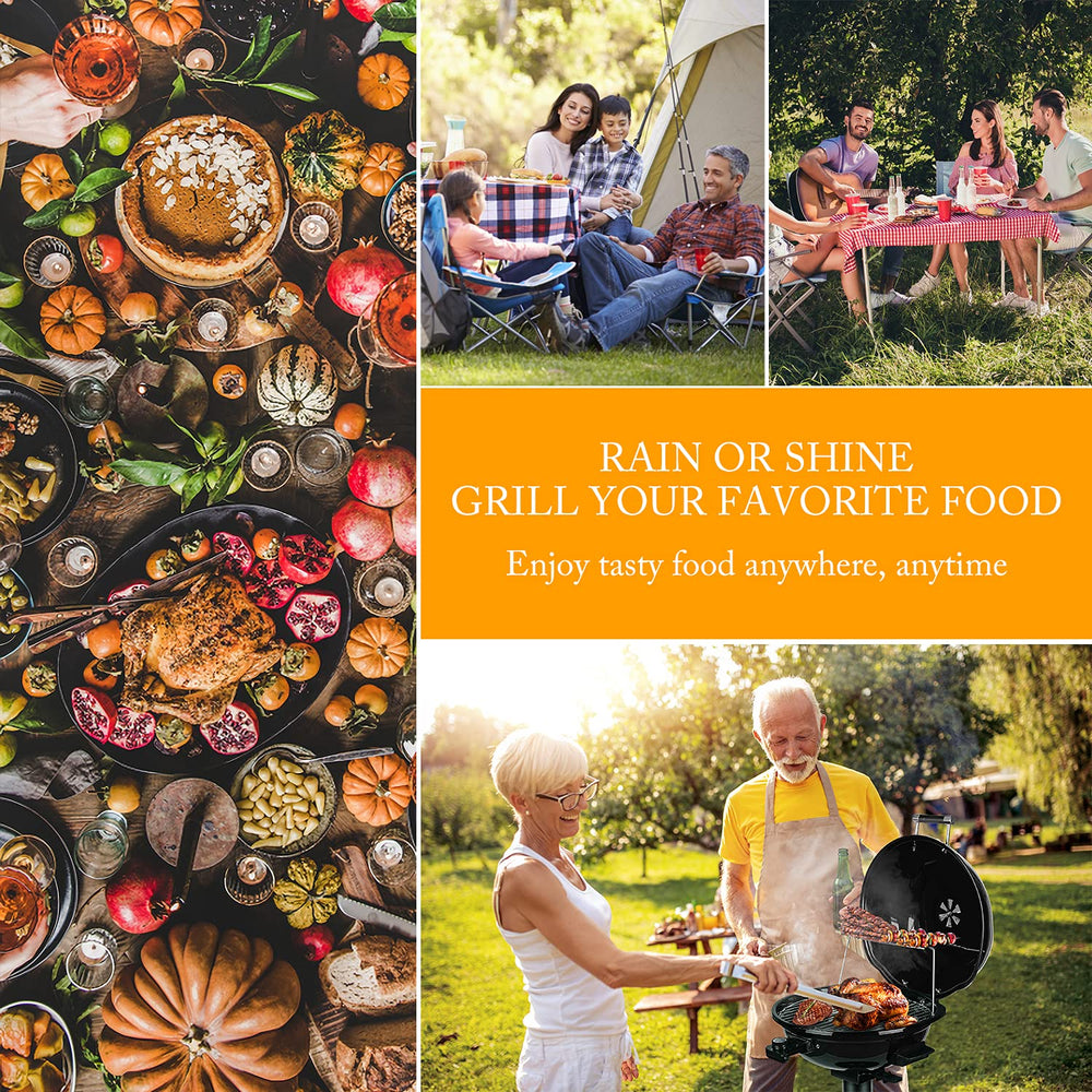 Techwood grill with folded or detached stand illustrating easy storage and transport