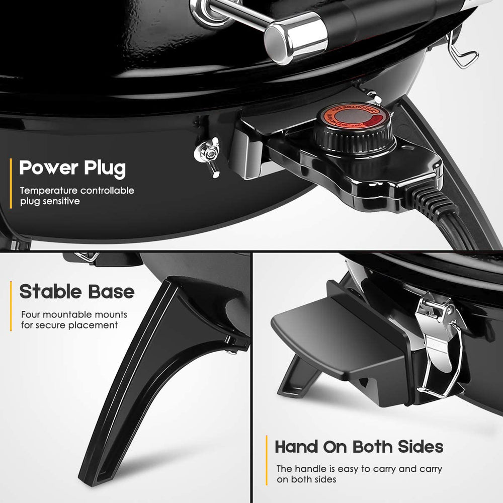 Techwood side profile showing cool-touch handle for safer lid handling outdoors