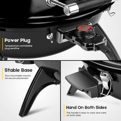 Techwood side profile showing cool-touch handle for safer lid handling outdoors