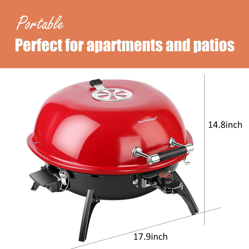 Techwood venting and control panel highlighting adjustable temperature for precise cooking