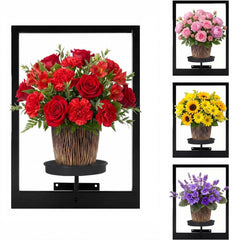 TECKED front view of black metal plant shelf showing clean frame and display benefit
