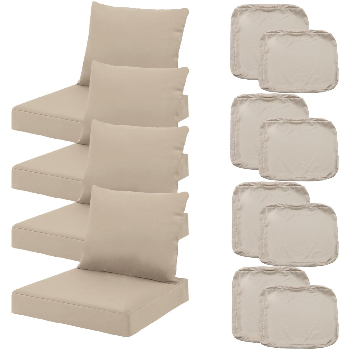 TECOSARA front view tan cover set showing neat fitted look and style
