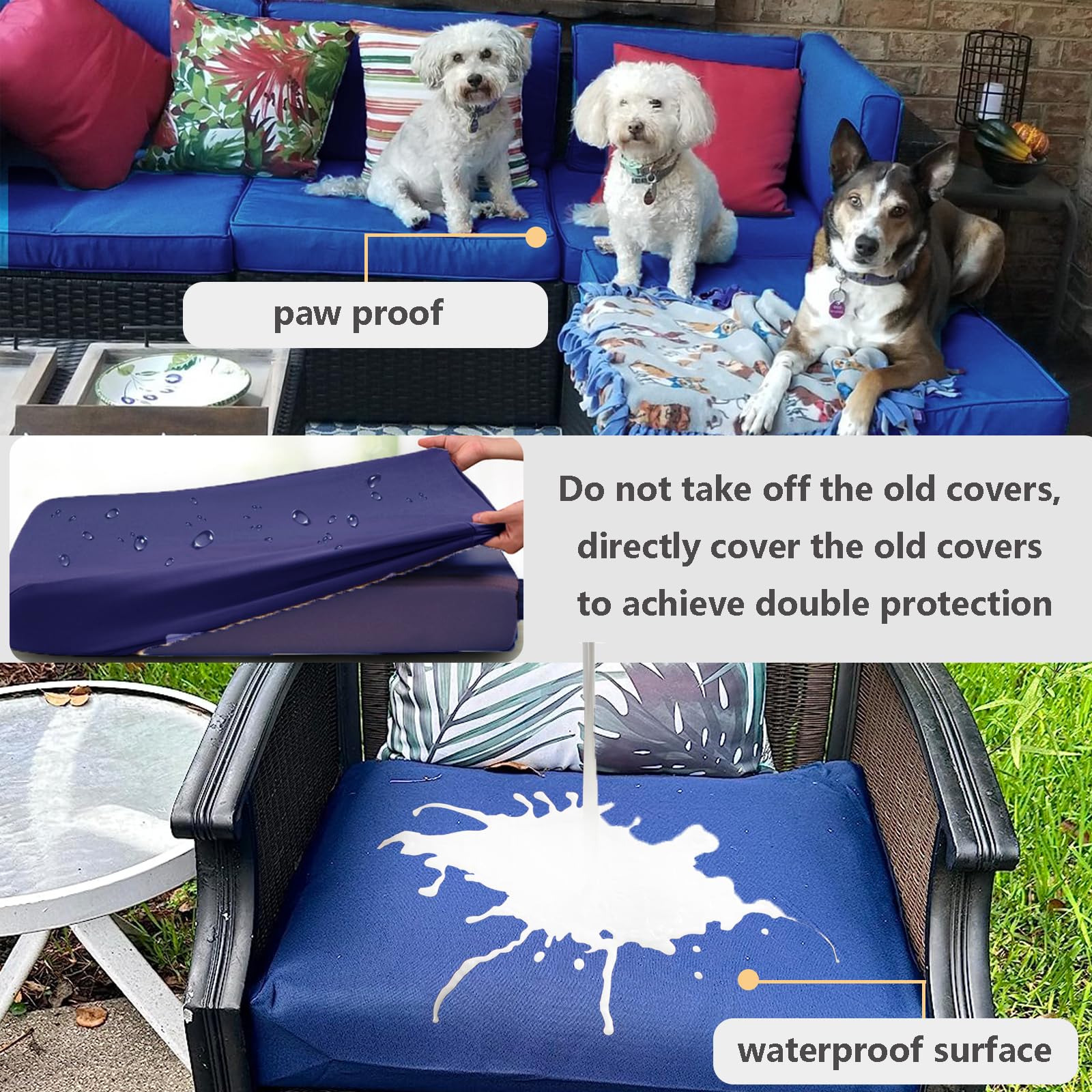 TECOSARA patio lifestyle scene with covers in use adding color and comfort outdoors