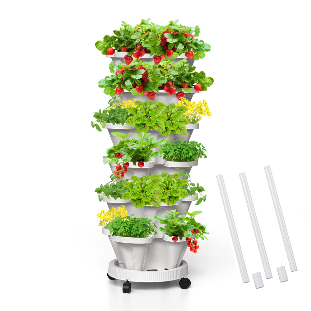Tectsia 6-tier front view showing stacked planters and clean modern profile for space saving