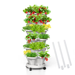 Tectsia 6-tier front view showing stacked planters and clean modern profile for space saving
