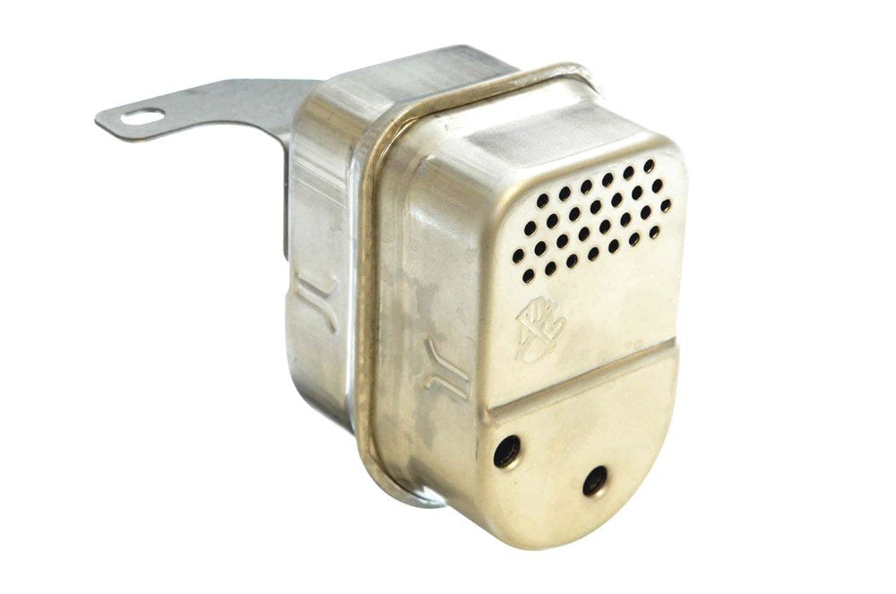 Tecumseh 35056 muffler front view showing mounting points and OEM fit benefits