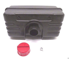 Tecumseh fuel cap and clamp close-up highlighting secure seal benefit