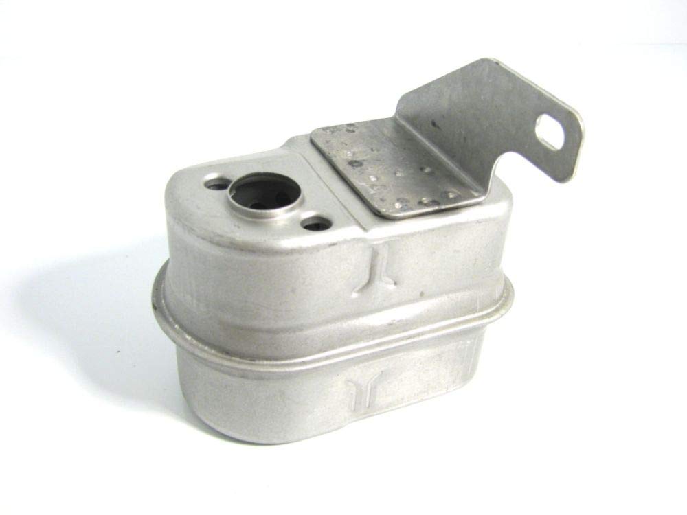 Tecumseh muffler front view showing mounting points and correct fit