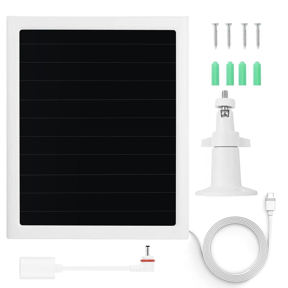 Teczckc solar panel positioned by backyard Ring camera, reduces battery swaps