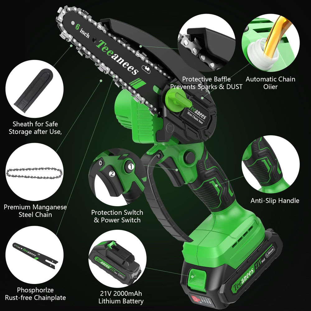 TEEANEES full accessory kit in toolbox offering ready-to-use chains and tools