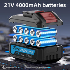 TEEANEES battery LED display showing remaining charge for runtime control