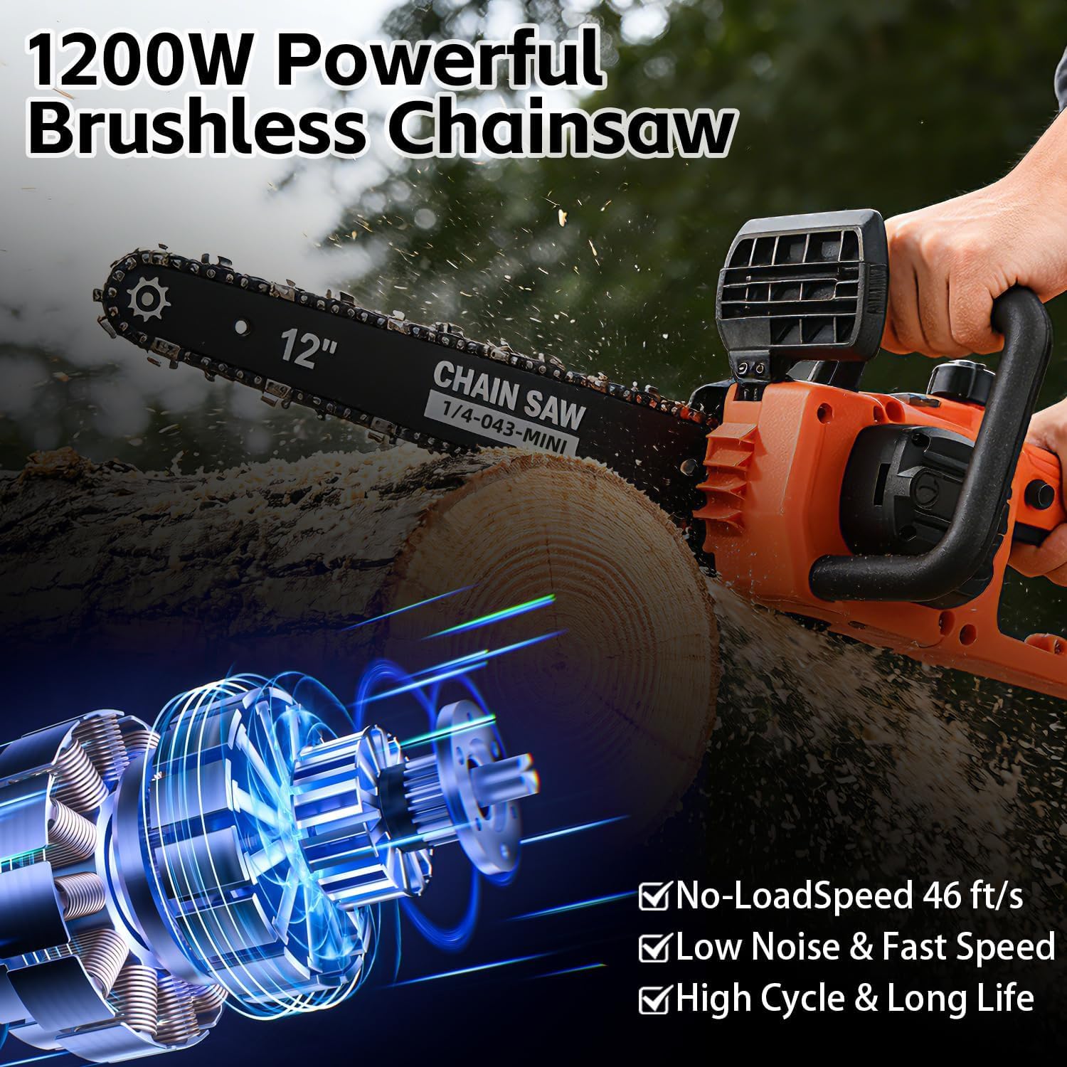 TEEANEES close-up of brushless motor area highlighting efficient power advantage