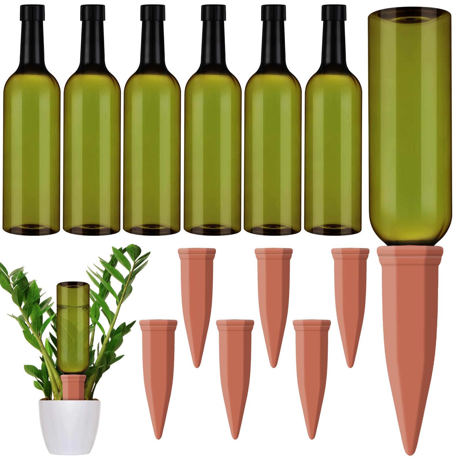 Teenyyou front view of complete 12-piece watering kit showing bottles and terracotta
