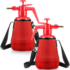 Teenyyou front view of red mister bottles showing capacity and strap benefit