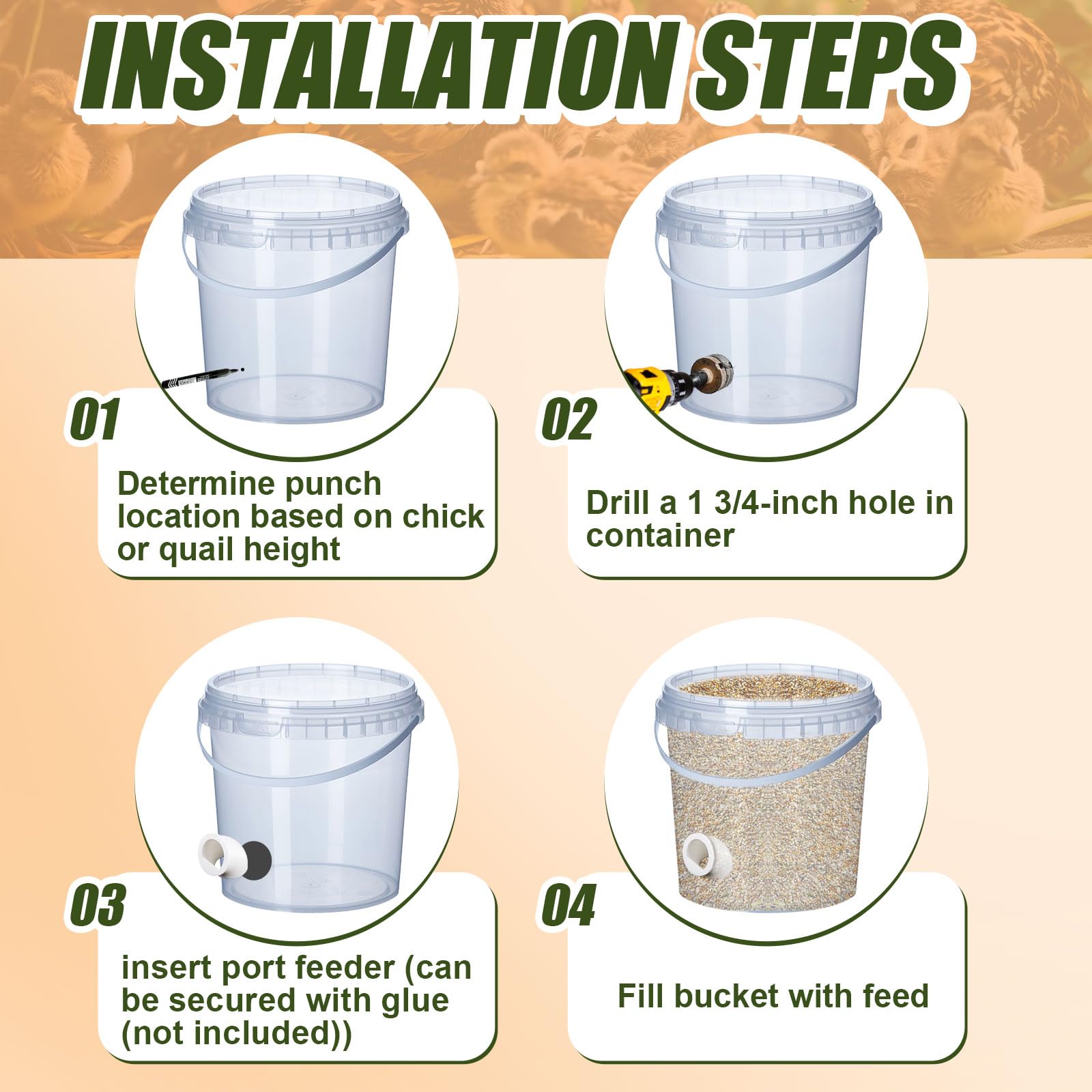 Teenyyou port installed in 5-gallon bucket showing tidy feeder conversion benefit