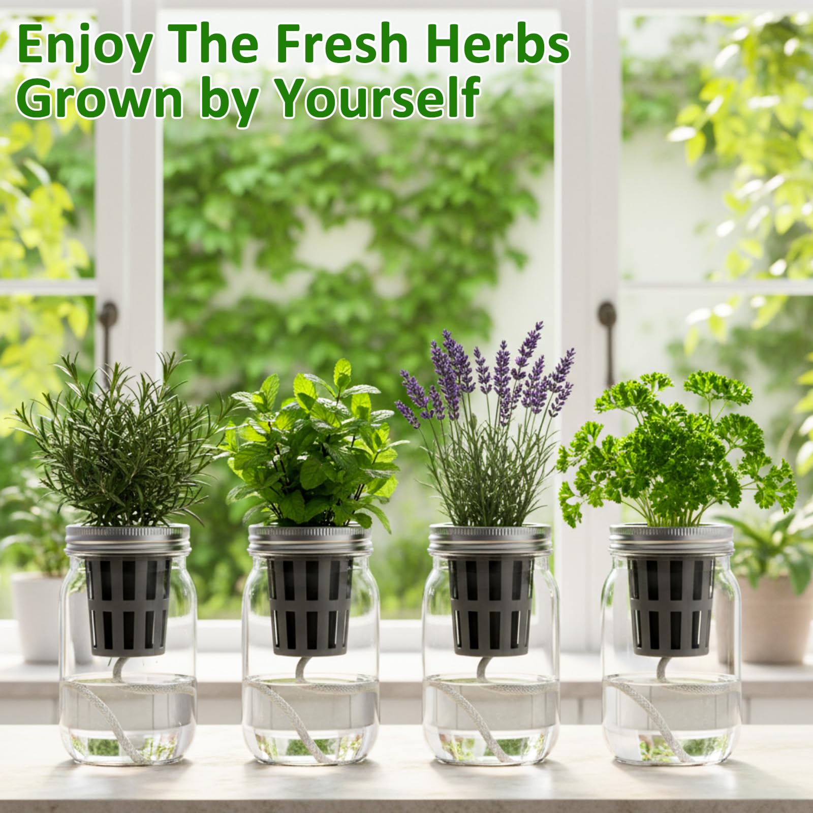 Teenyyou planted jars on kitchen counter showing fresh-harvest convenience benefit
