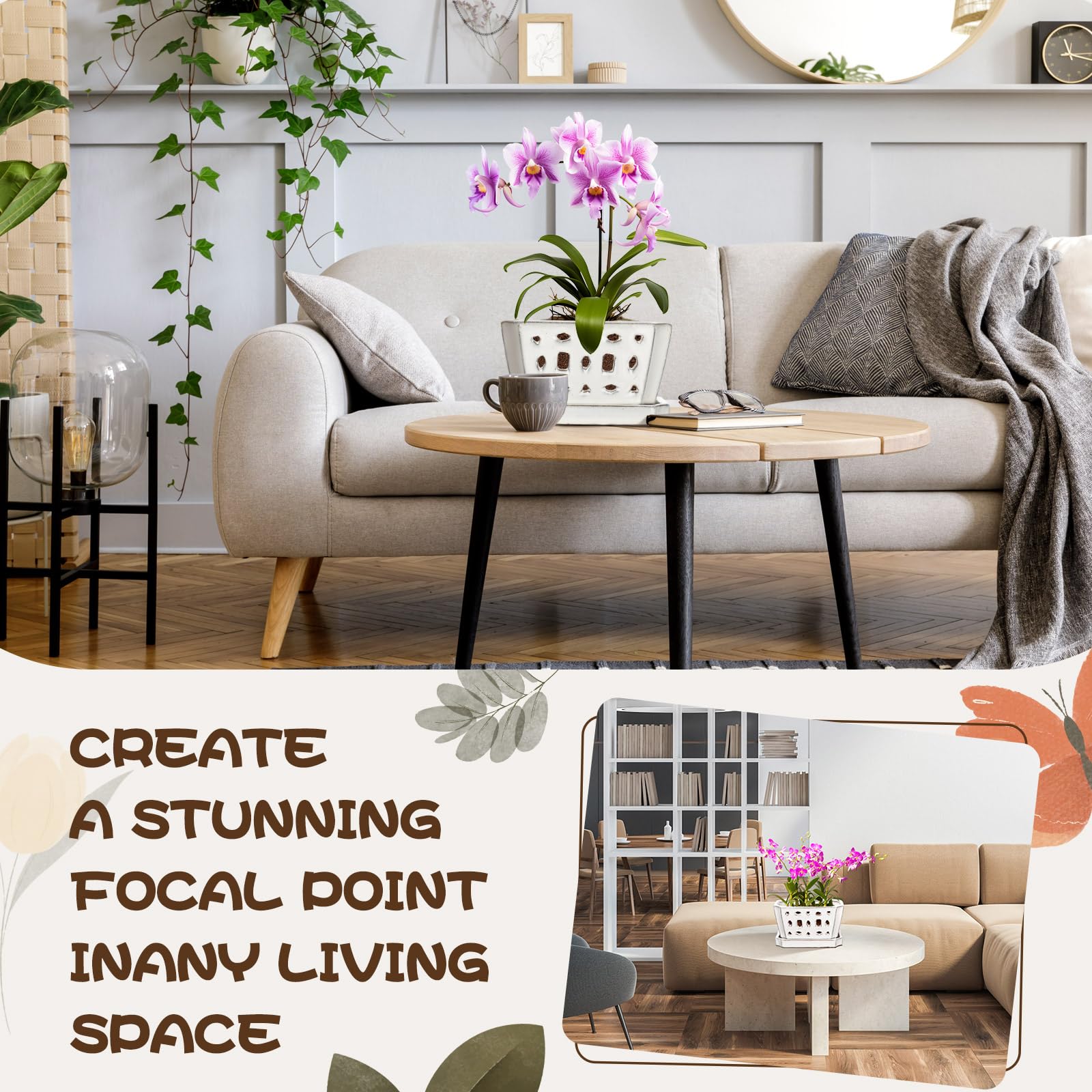 Teenyyou lifestyle display of the pot on a shelf with orchid, enhancing home decor