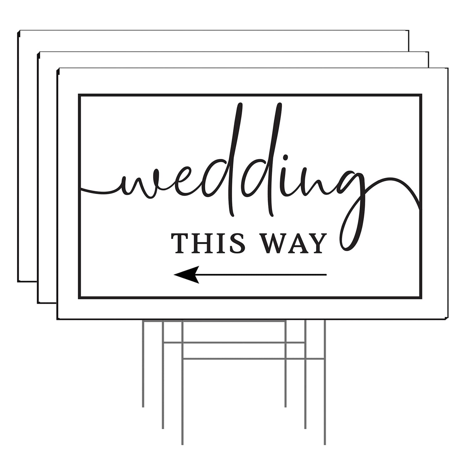 Tees & Tails front-facing arrow sign on stake guiding guests to venue