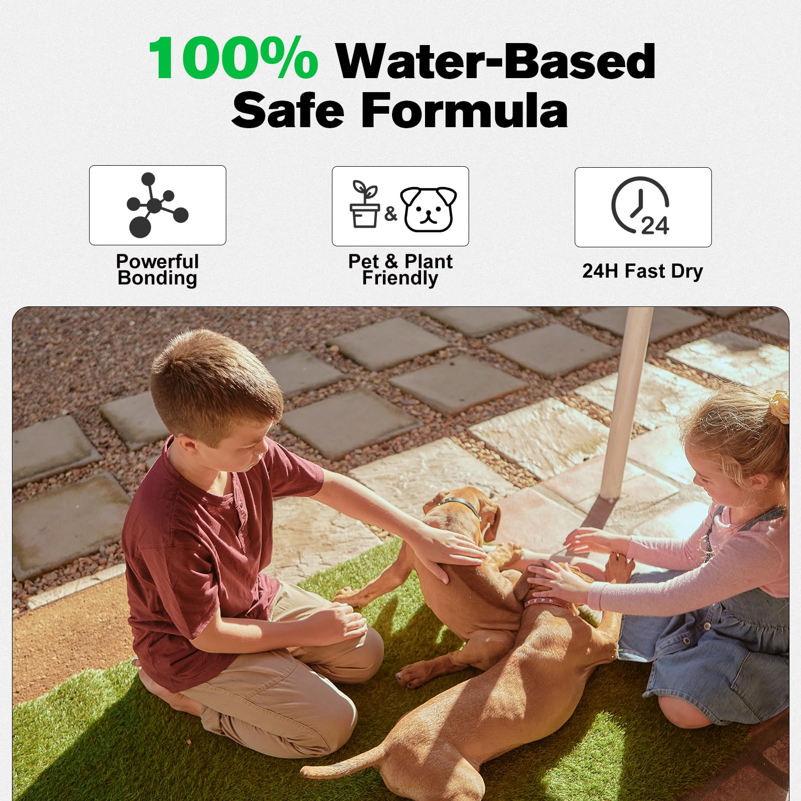Teexpert in a backyard patio setting keeping decorative stones neat and low maintenance