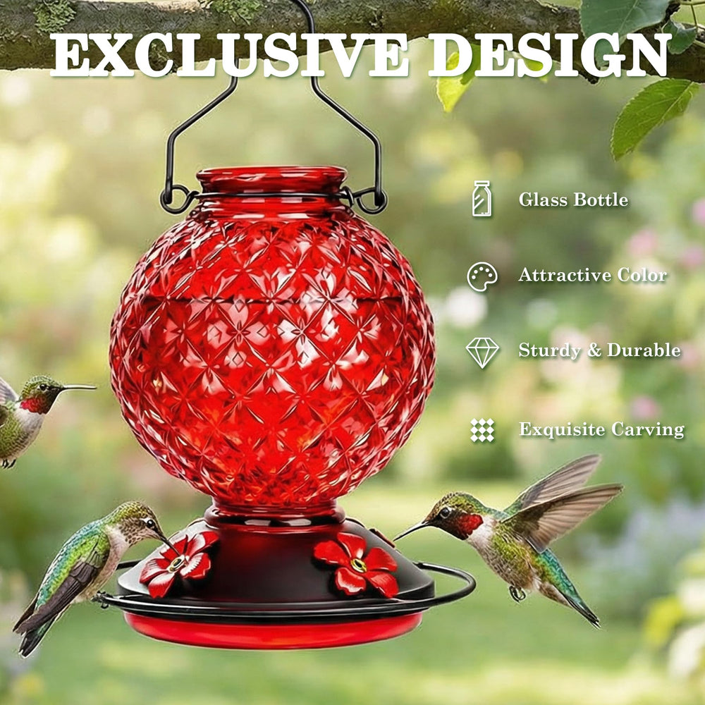 Tegarbed feeder in use with hummingbird demonstrating natural feeding behavior