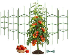 Tegarbed front view of six tomato cages showing compact bundle and quick setup benefit