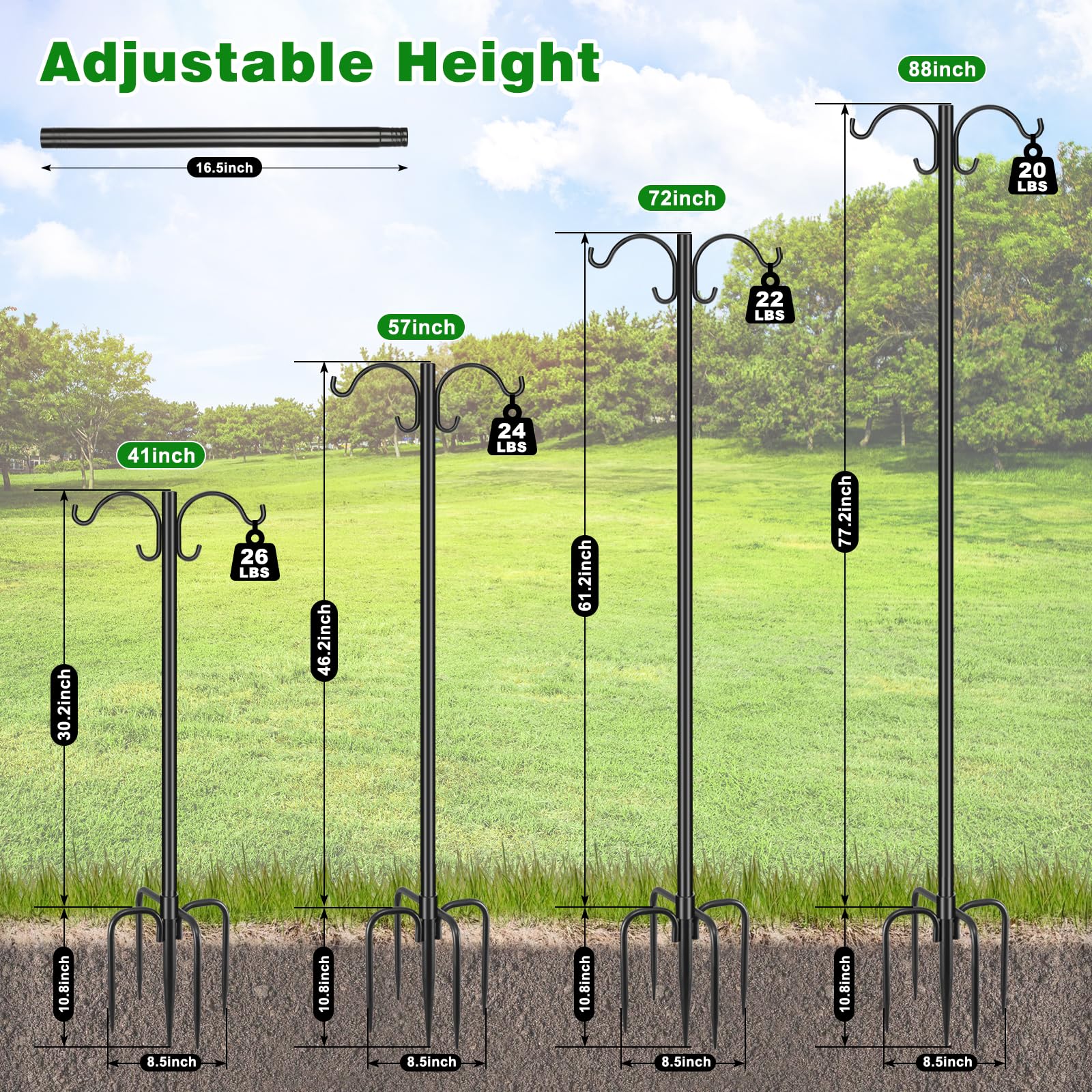Tegarbed hooked end detail, curved hooks designed for safe, balanced hanging