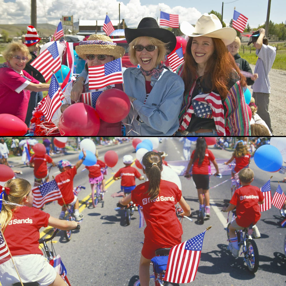 Tegeme bulk unpacked mini flags staged for easy distribution