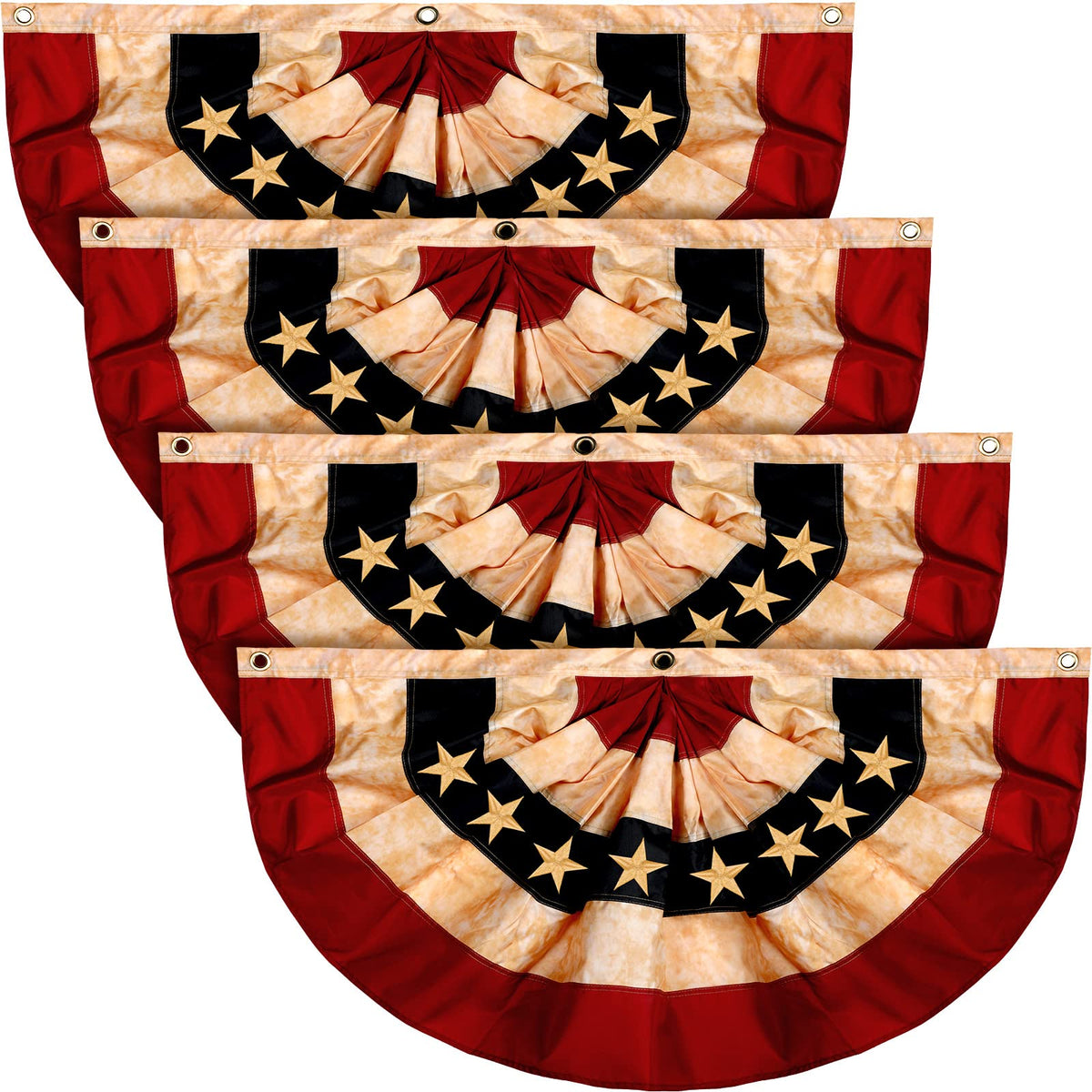 Tegeme front view bunting flag showing patriotic fan for instant décor