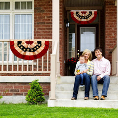 Tegeme porch display lifestyle showing vintage flags enhancing curb appeal