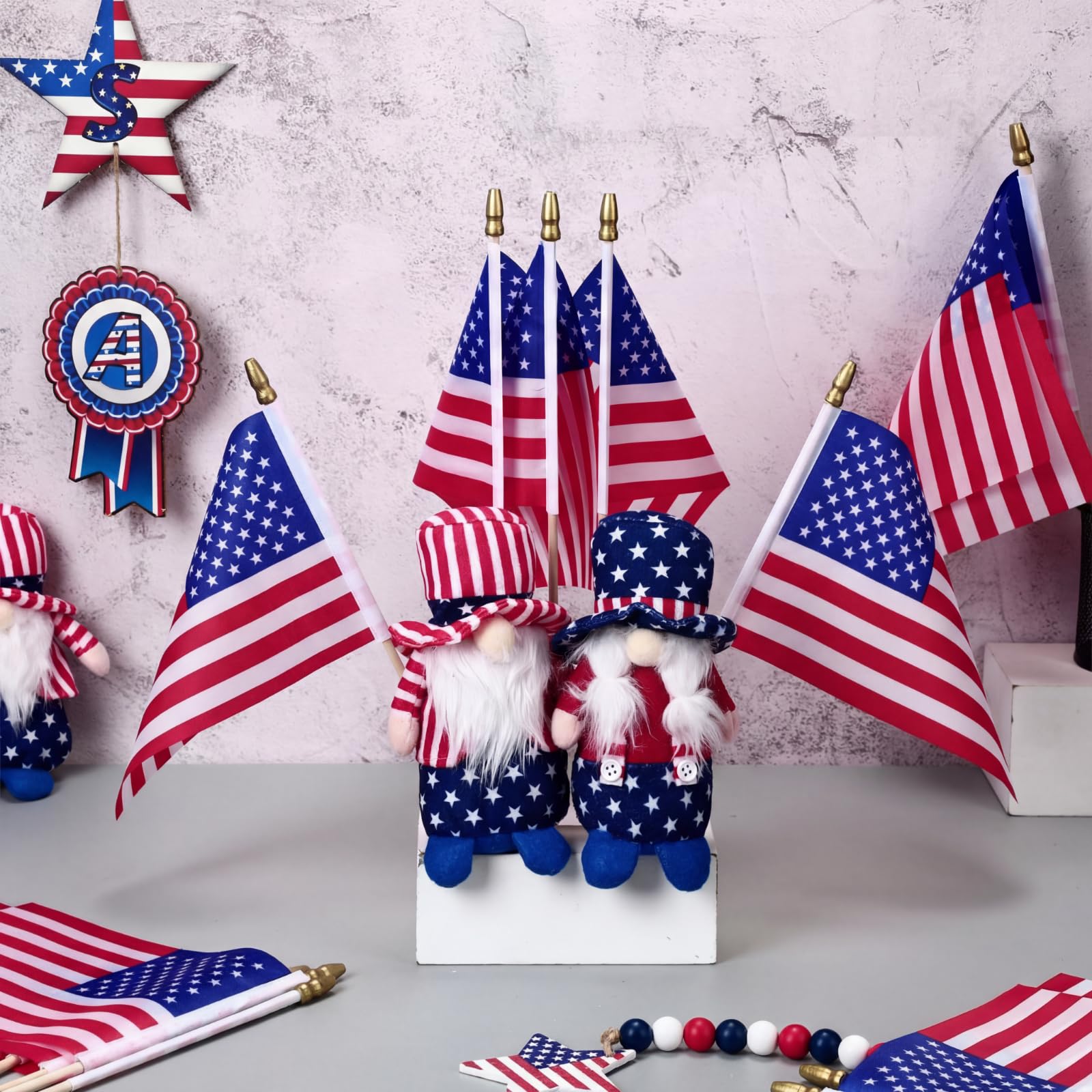 Tegeme flags used in a table centerpiece showing decorative and festive display use