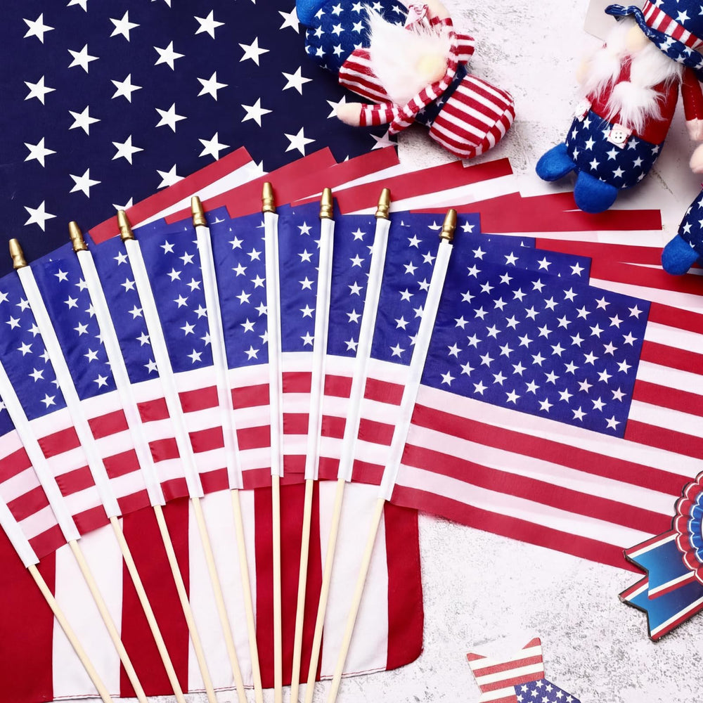 Tegeme flags used as tabletop decor, adds patriotic accent
