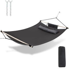 TEGERDEGER front view of gray hammock showing stable anti-flip curvature and comfort