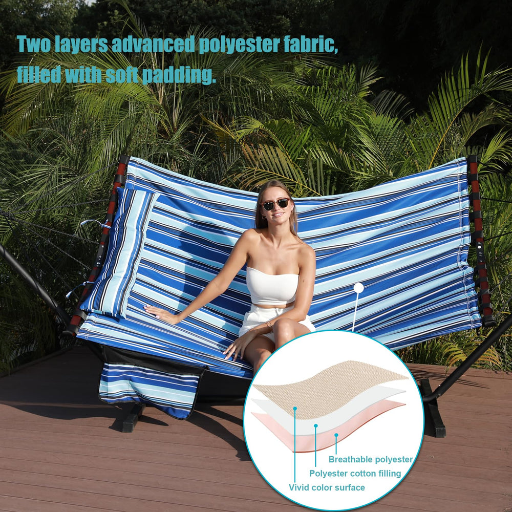 TEGERDEGER hammock set in backyard lifestyle scene for relaxing outdoors