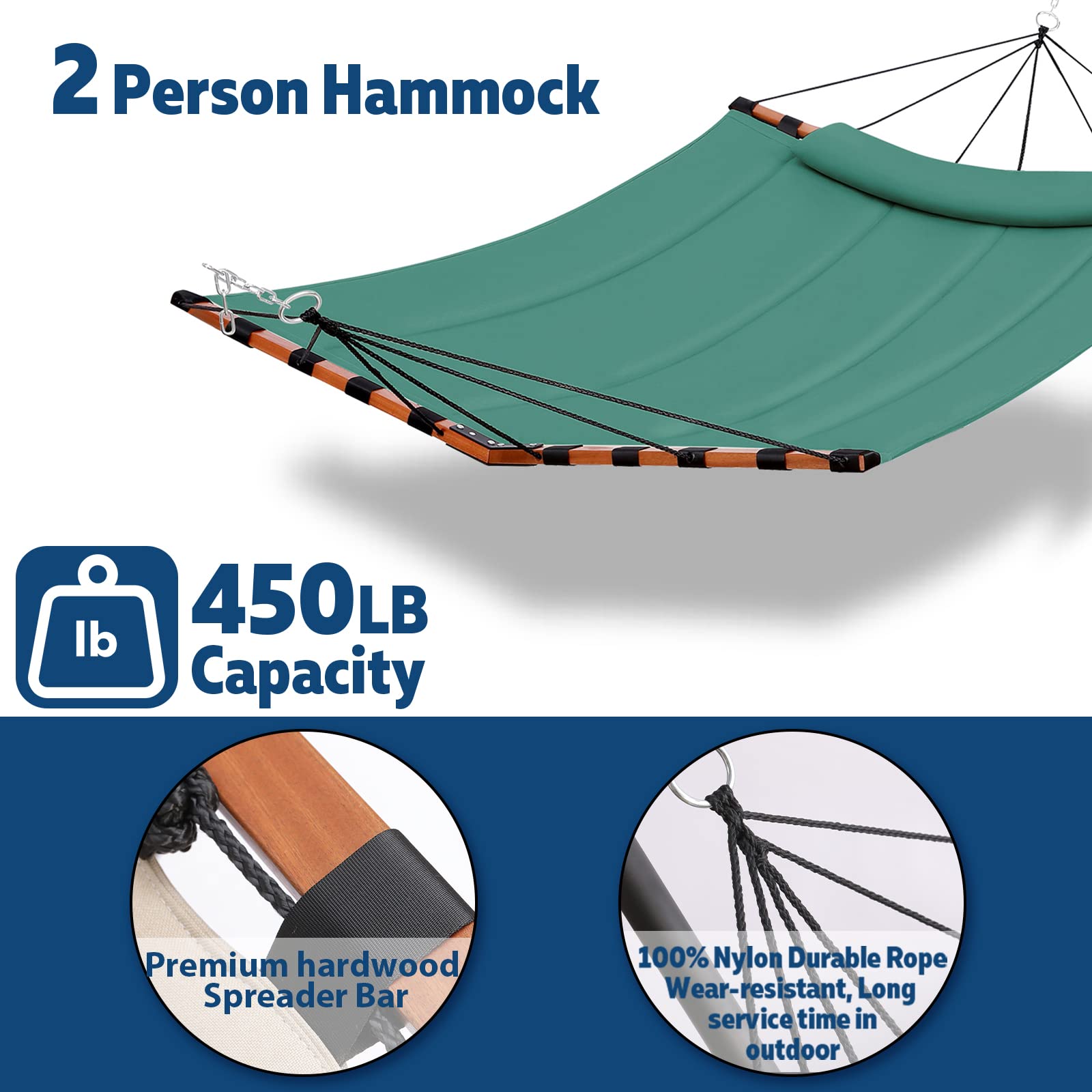 TEGERDEGER nylon rope and reinforced hardware close-up showing durability and secure hanging benefit