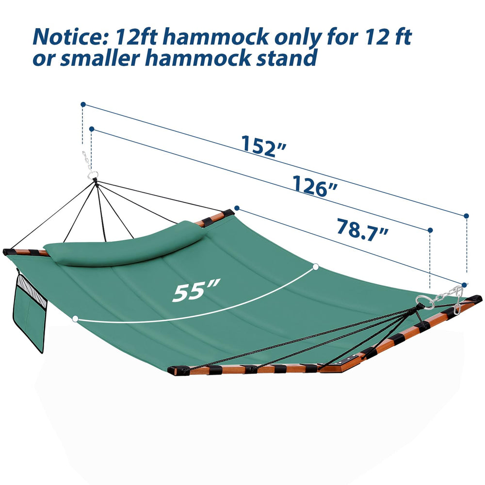 TEGERDEGER hammock on 12ft stand illustrating size and compatibility benefit